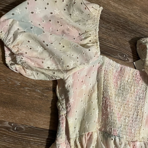 Multicolor Smocked Blouse with Balloon Sleeves - Picture 2 of 2